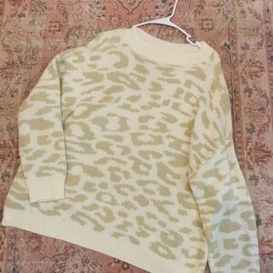SHEIN Cream and Tan Leopard Sweater